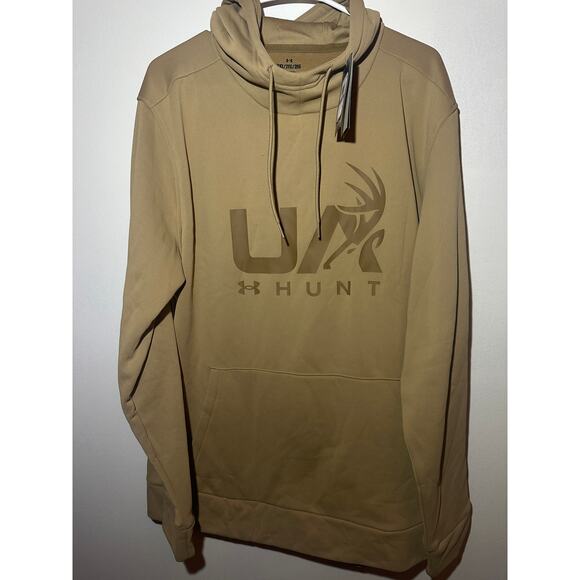 Under Armour Performance Hoodie Men’s Tan Lightweight Long Sleeve Hunting 2XL - Picture 3 of 5
